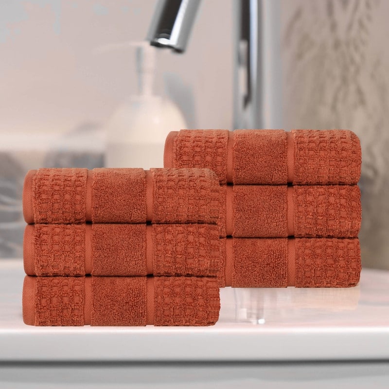 Superior Napa Zero Twist Cotton Soft Waffle Hand Towel - Rust