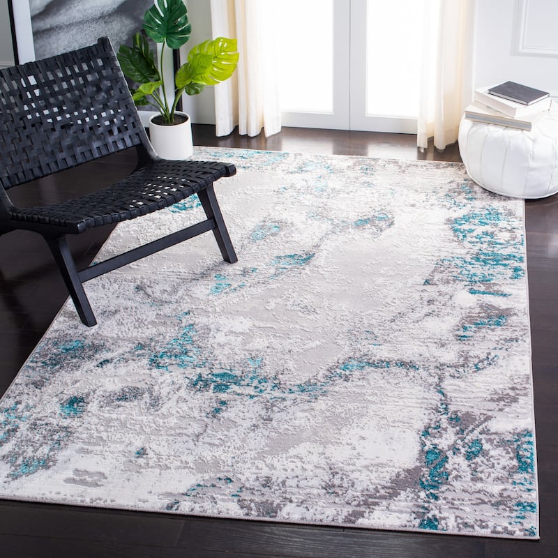 SAFAVIEH Amelia Vivan Abstract Distressed Rug - 8' x 10' - Grey/Turquoise