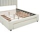 preview thumbnail 6 of 6, Full Size Upholstered Platform Bed with One Large Drawer in the Footboard and Drawer on Each Side