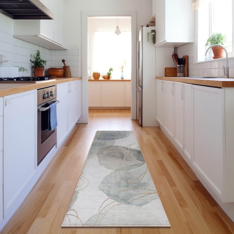 Premium Washable Super Soft Abstract Modern Mayfield Rug - Ivory - 2' 3" x 7' 6" - Runner