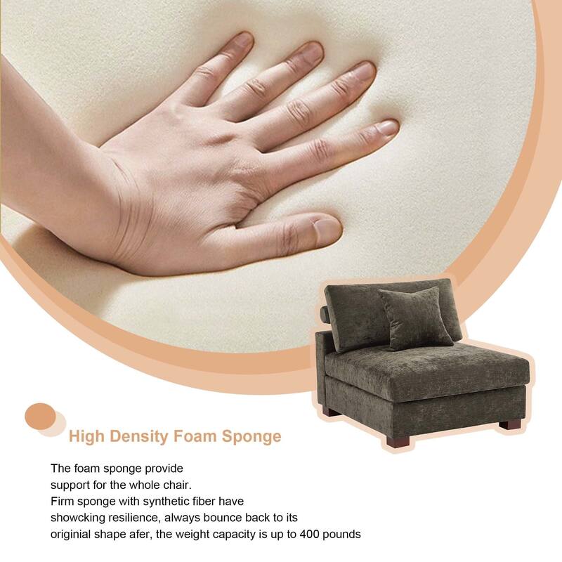 Chenille Upholstered Armless Accent Chair With Plush Cushion