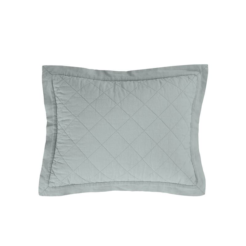 HiEnd Accents Linen Cotton Diamond Quilted Boudoir Pillow, 12"x16" - Seaglass