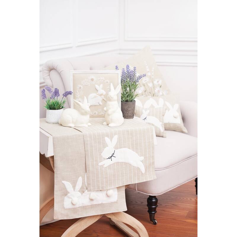 Easter White Bunny Bums w/ Tufted Tails Accent Pillow, 12" x 24"