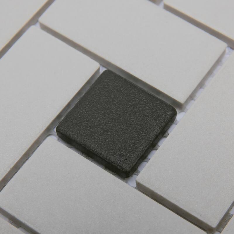 Merola Tile Gotham Spiral Unglazed White with Black Dot 11-3/4" x 11-3/4" Porcelain Floor and Wall Tile