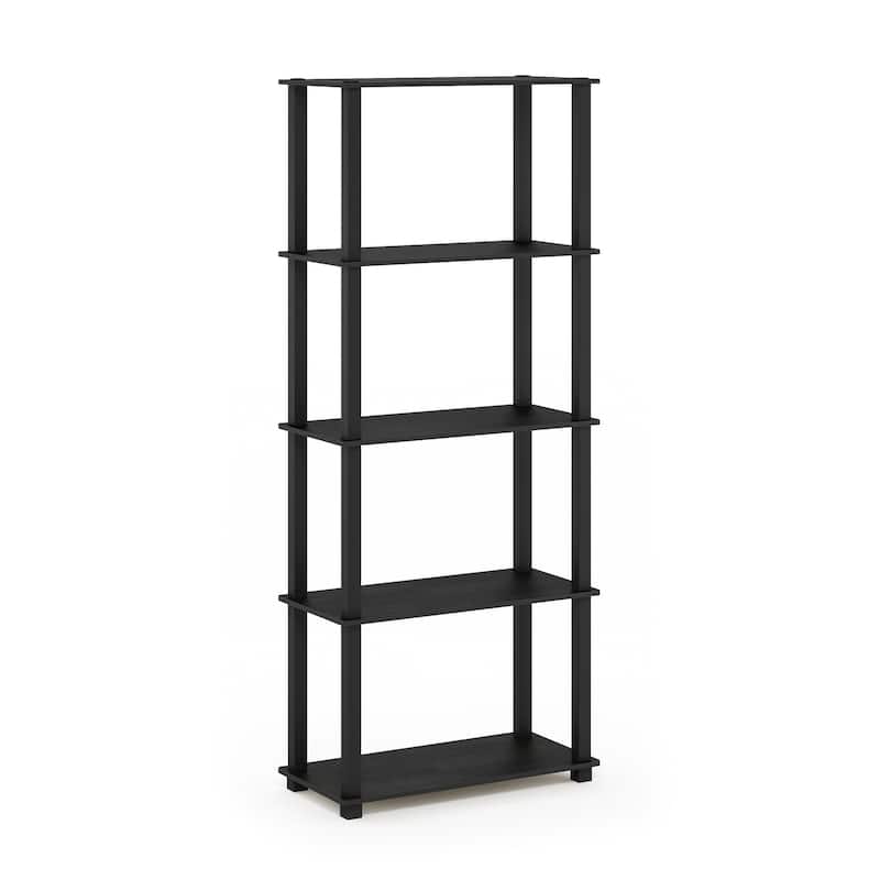 5 Tiers Wood Household Shelving Unit in Americano/Black (23.6 in. W x 57.4 in. H x 11.6 in. D) - 23.6