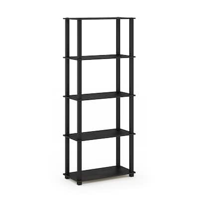 5 Tiers Wood Household Shelving Unit in Americano/Black (23.6 in. W x 57.4 in. H x 11.6 in. D) - 23.6