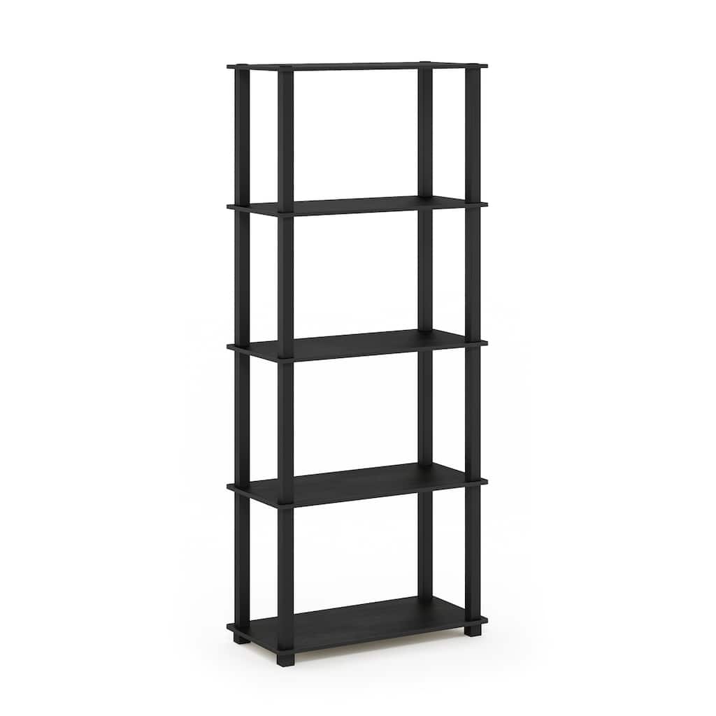 5 Tiers Wood Household Shelving Unit in Americano/Black (23.6 in. W x 57.4 in. H x 11.6 in. D) - 23.6