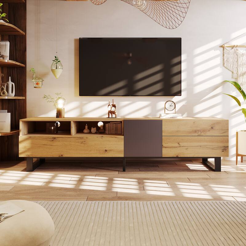 Chichoice Modern TV Stand for 80'' TVs with Double Storage Space, Media Console Table Entertainment Center for Living Rooms