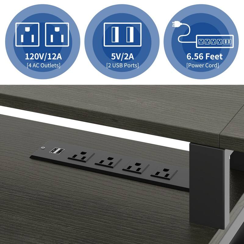 Moasis 65-inch L Shaped Computer Office Desk with Cabinet Drawers Gaming Desk w/Power Outlets & LED Lights