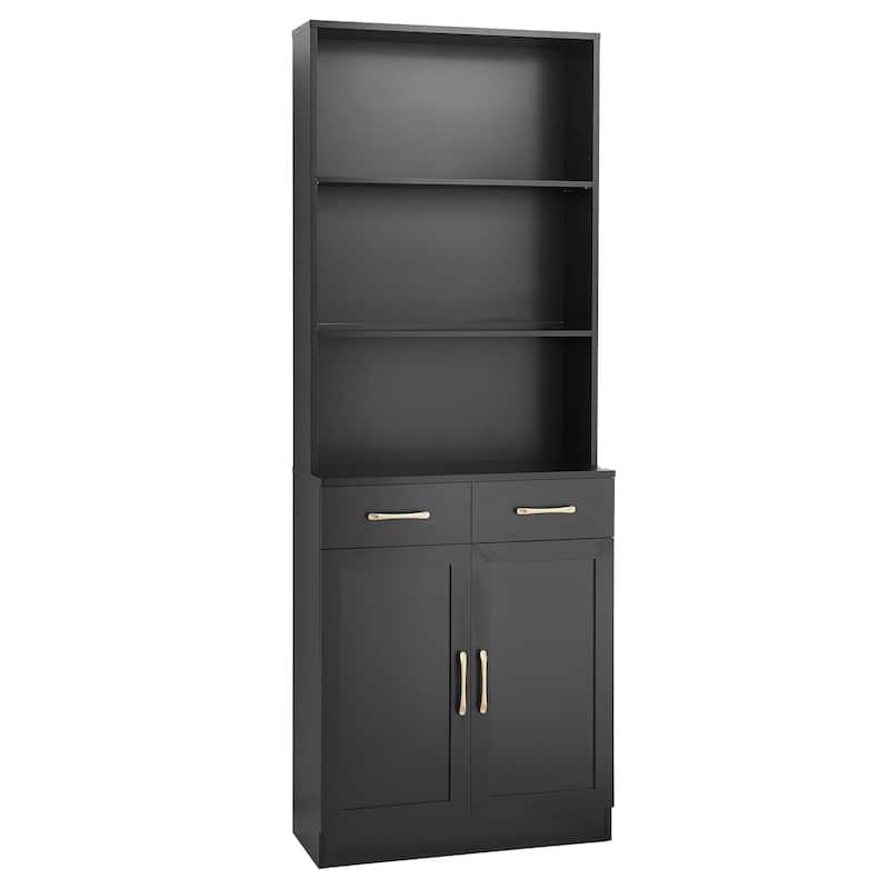 Freestanding Kitchen Pantry Cabinet Storage Cabinet with Adjustable Shelf, Tall Bathroom Cabinet with Anti-Tip