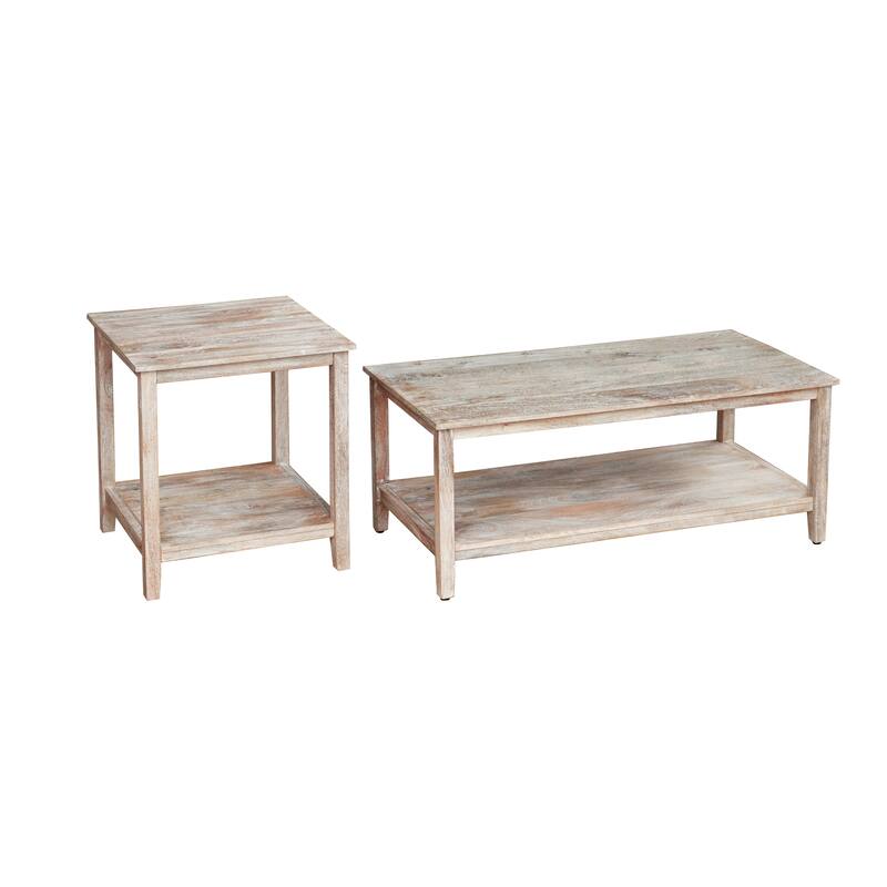 Whitman Light Brown Handmade Wood Coffee Table with Storage Shelf, 26"W x 48"L x 18"H by Sevita - 26"W x 48"L x 18"H