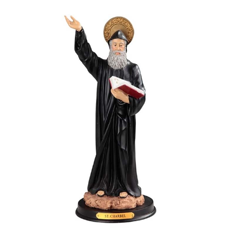Q-Max 12"H St. Charbel Makhlouf Statue Holy Figurine Religious Decoration