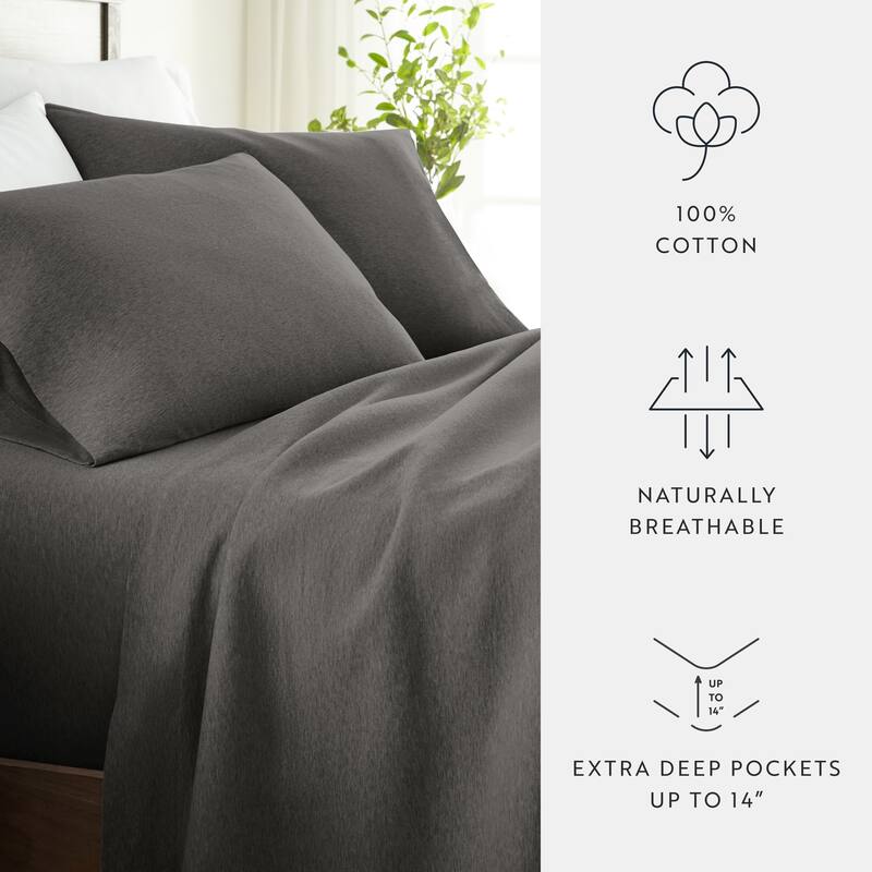 Ultra Soft 4 Piece Cotton Jersey Knit Sheet Set