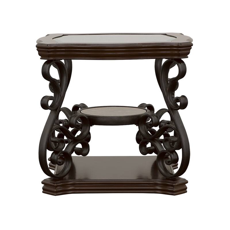 Laney 1-shelf Glass Top Rectangular End Table Dark Merlot