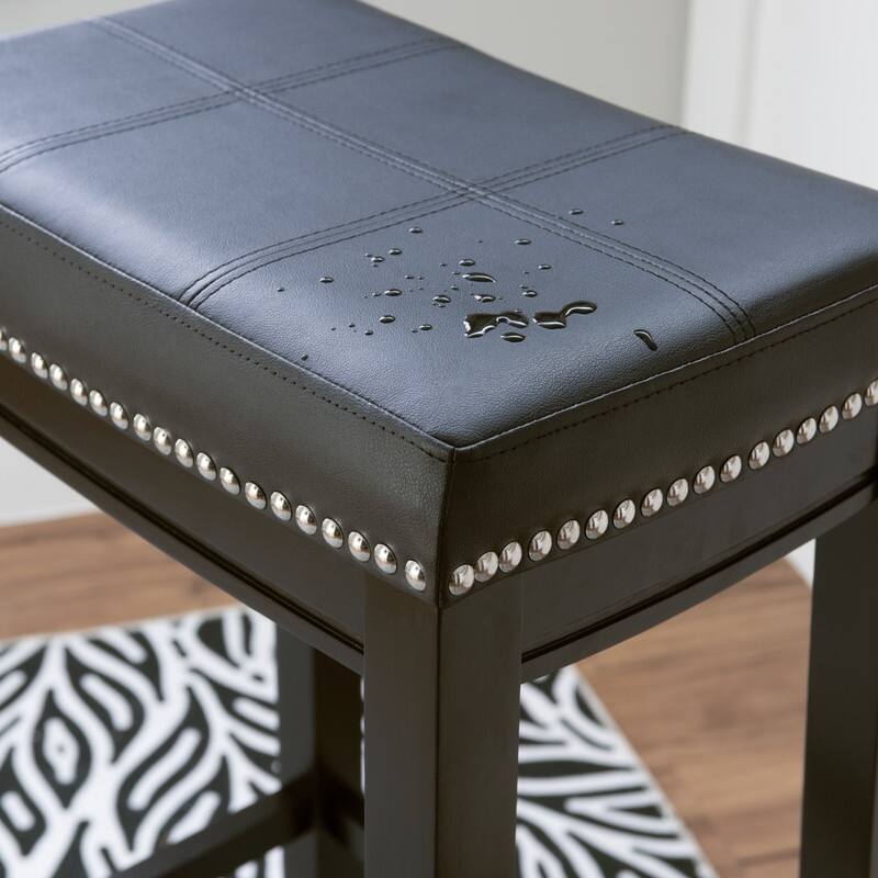 Linon Willamette Black Faux Leather Backless Counter Stool