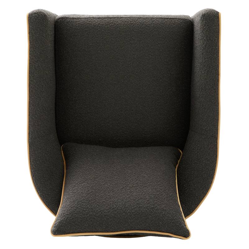Roomfitters Round Swivel Accent Chair with Curved Backrest, Boucle Fabric Club Chair