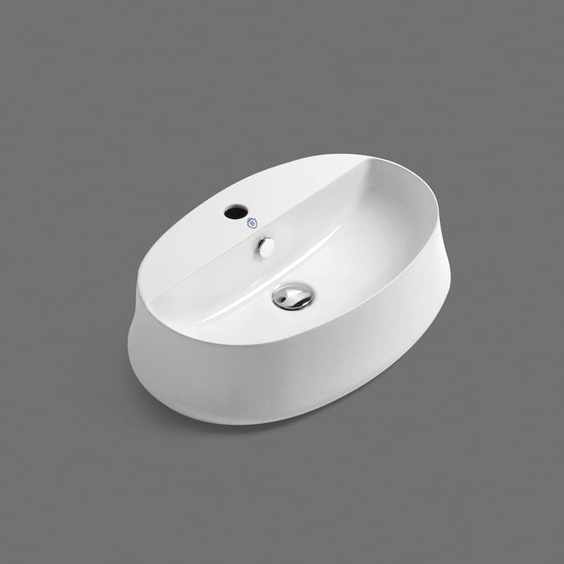 Whitehaus Britannia Oval Above Mount Basin with Single Faucet Hole