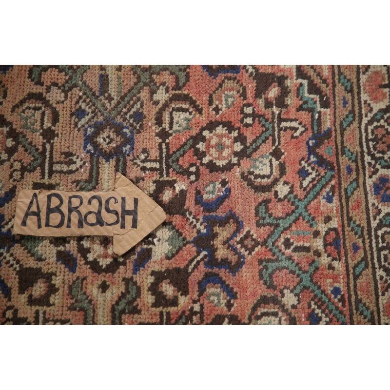 Hand Knotted Oriental 100% Wool Carpet Traditional Geometric Peach Hamedan Runner Rug - 11' 3'' X 3' 6''