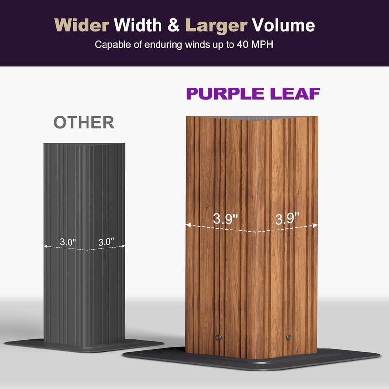 PURPLE LEAF Patio Hardtop Gazebo for Outdoor Wood Grain Aluminum Frame Galvanized Steel Double Roof and Backyard Garden