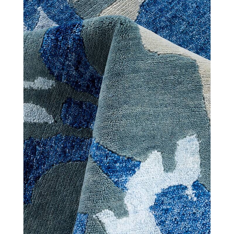 Modern One-of-a-Kind Hand-Knotted Area Rug - Gray, 9' 0" x 11' 10" - 9' 0" x 11' 10"