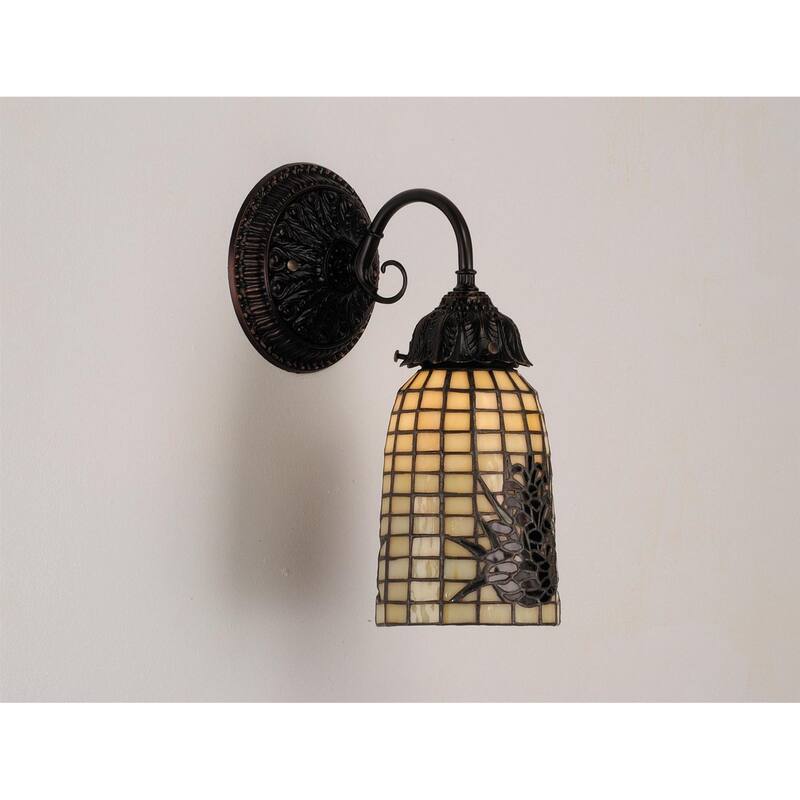 Meyda Tiffany 12" Wide Single Light Wall Sconce with Stained Glass - Mahogany Bronze