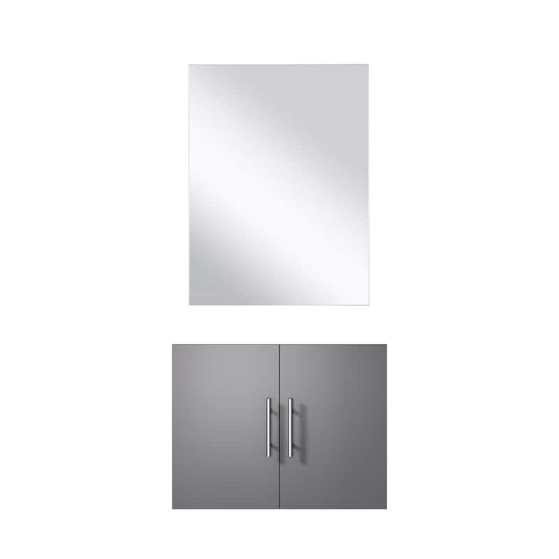Single Bath Vanity 24" W x 22" D with Mirror Included, 18" Frameless Mirror, Quick Installation and Storage - 23 in W Wood - DARK GREY