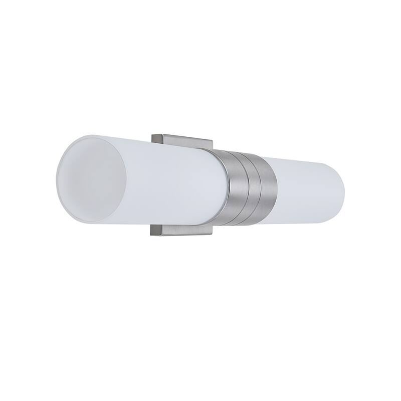 2 Light Bathroom Vanity Lighting with White Glass - Brushed Nickel - 4.5"H x 20.1"W x 4.75"D