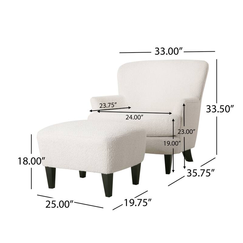 Hartshorn Upholstered Club Chair and Ottoman Set by Christopher Knight Home