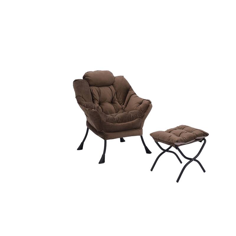 Accent Contemporary Lounge Chair, Single Steel Frame Sofa Chair with Armrests and A Side Pocket,with ottoman,with footrest