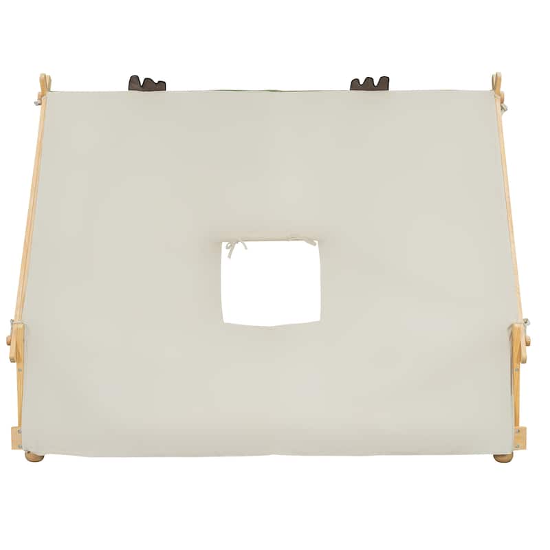 Kids House Bed with Detachable Tent Skylight and Light Features