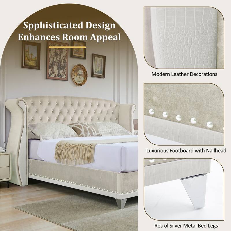 Christopher Knight Home-Eldora Upholstered Bed with Wingback