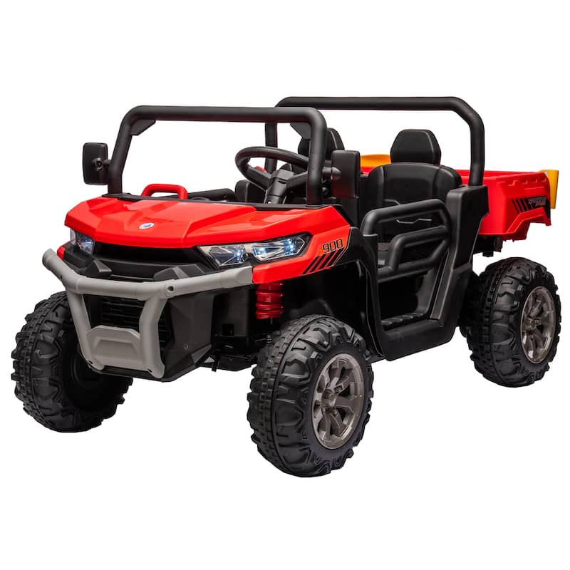 24V Kids Ride-On Construction Dump Truck with Parental Remote, Shovel, Music, and LED Lights 鈥