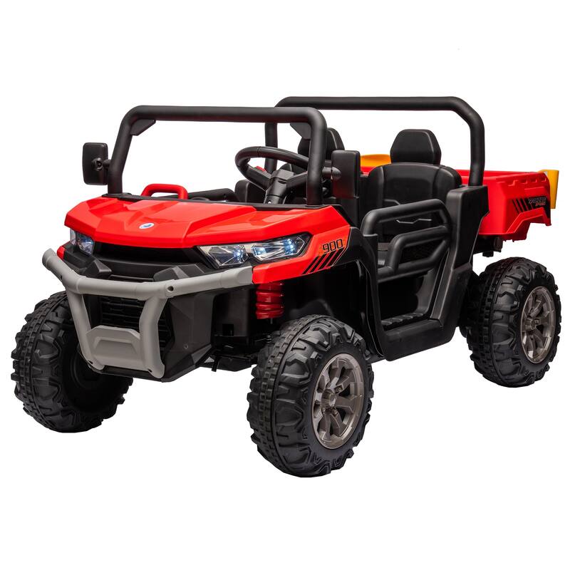 24V Kids Ride-On Dump Truck UTV with 2x200W Motors, Remote Control, Electric Dump Bed, Non-Slip Tires, LED & Music for Kids