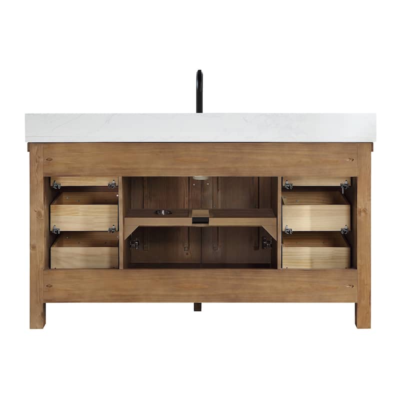 Javier Bath Vanity with Composite Stone Top and Mirror