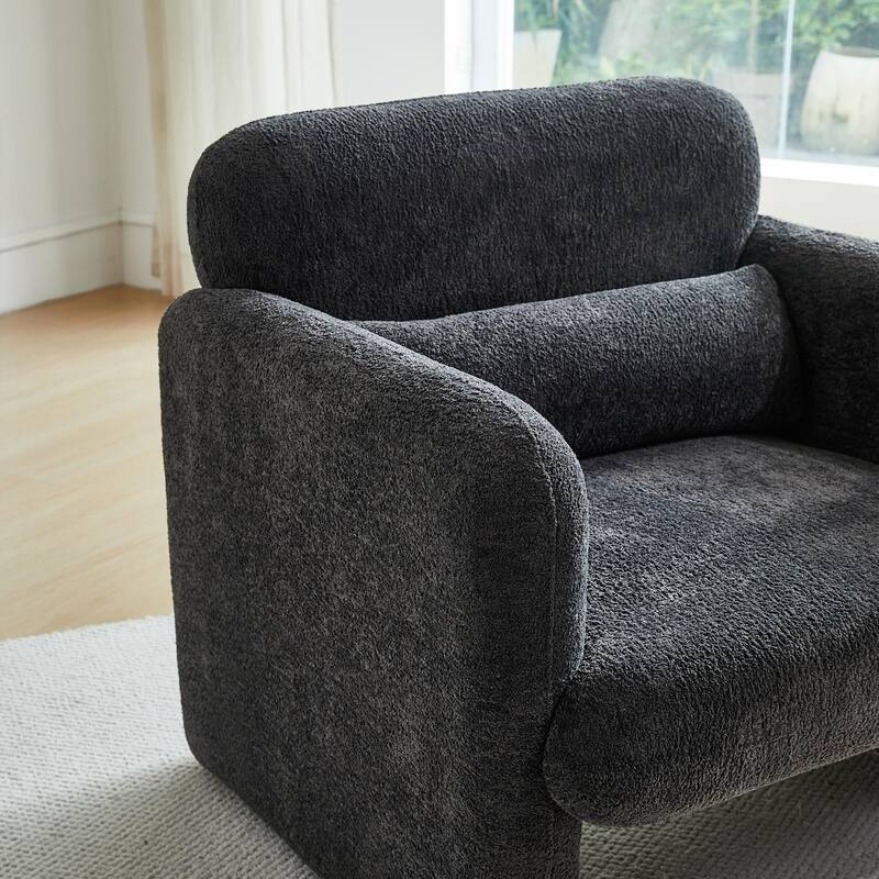 Accent Chair, Curved Back Single Armchair, Plush Upholstered