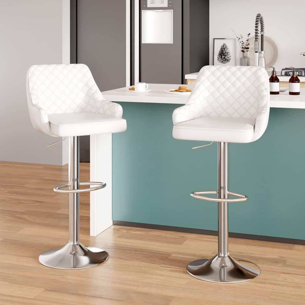 Javlergo Bar Stools Set of 2 Adjustable Swivel PU Leather Counter Height Barstools with Arm and Back