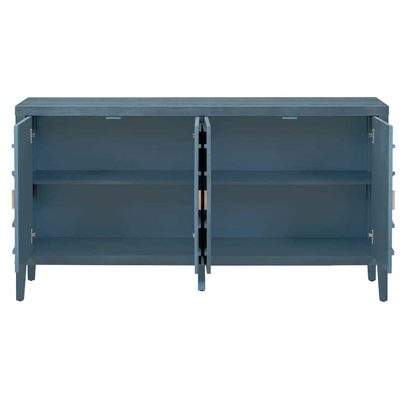 Retro Sideboard door with Circular Groove Design Round Metal Door Handle