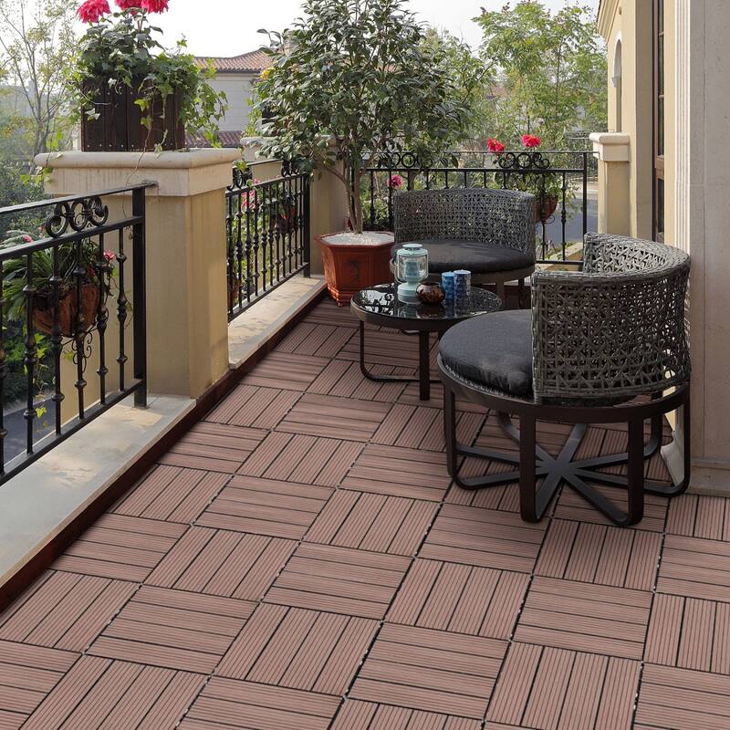 11.8" x 11.8" square wood-plastic composite deck tiles
