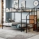 preview thumbnail 11 of 15, Twin Over Full Metal Bunk Bed with Wire Shelving and Lateral Storage Ladder and Wardrobe