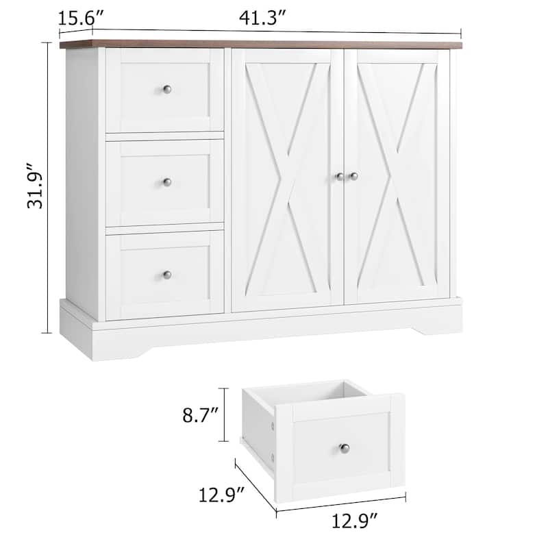 Sideboard Buffet Cabinet with 3 Drawers
