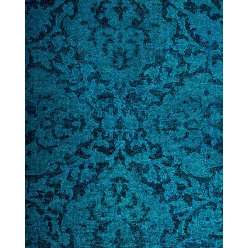 Overton Hand Knotted Wool Vintage Inspired Modern Contemporary Overdyed Blue Runner Rug - 2' 6" x 23' 9"
