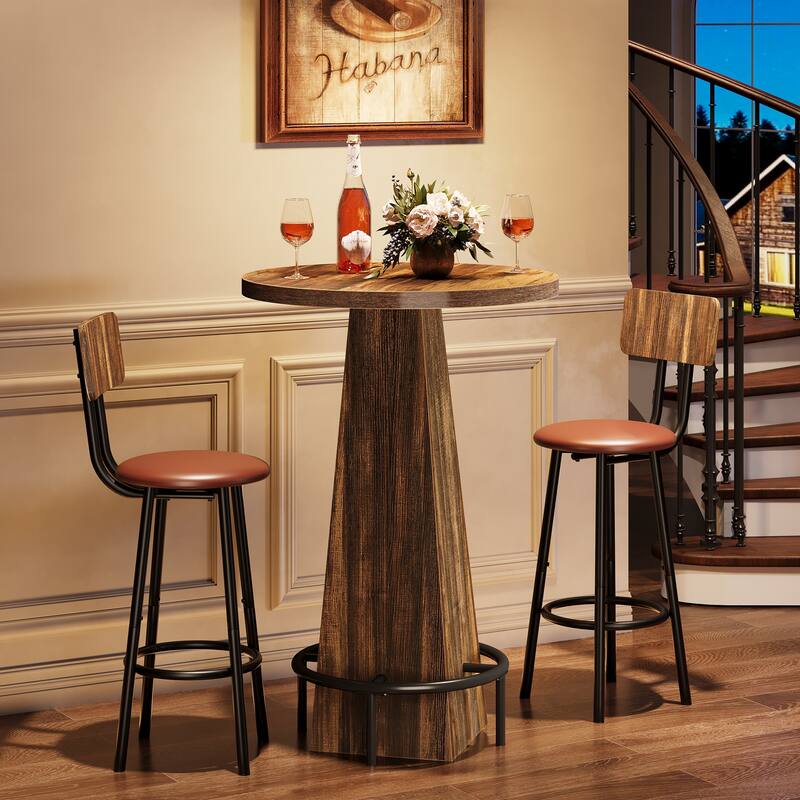 37.4" Bar Table, Industrial Round Pub Table Home Bar Unit for Small Bars, Dining Room, Kitchen