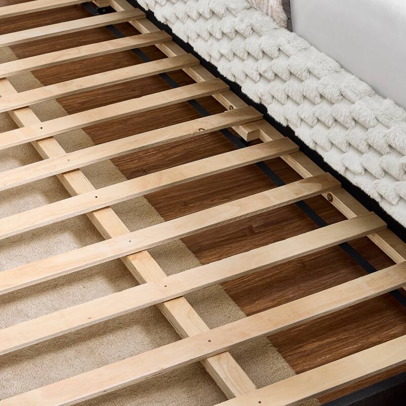 Anmytek Twin Size Upholstered Pull-Out Daybed Sofa Bed with Plaid Corduroy Fabric