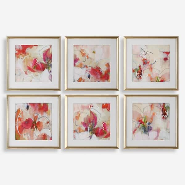 slide 2 of 7, Uttermost Fresh Start Red Abstract Prints, Set of 6