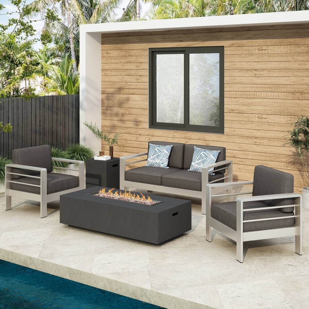 Cape Coral 5-piece Outdoor Fire Pit Chat Set by Christopher Knight Home