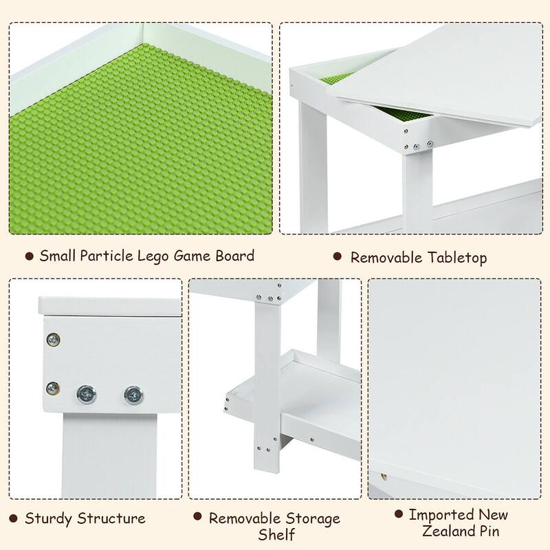 Gymax Patented Wood Kids Activity Play Table Block Table Multifunction - 32.5'' x 17'' x 19.5''