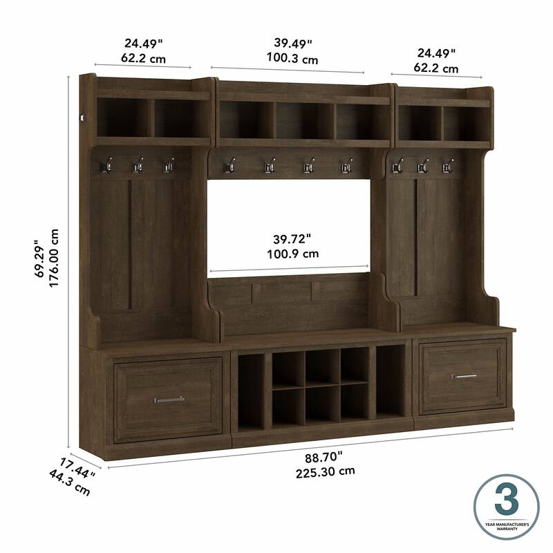 Woodland Full Entryway Storage Set with Coat Rack by Bush Furniture