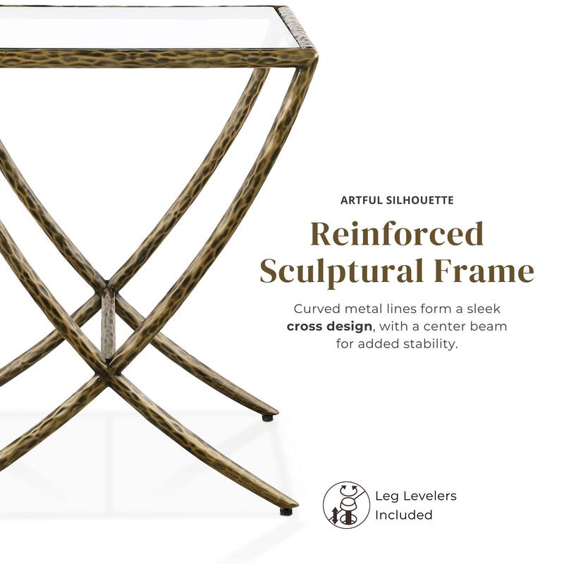 247 Shop At Home Lalia Modern Hammered Metal Accent Side Table