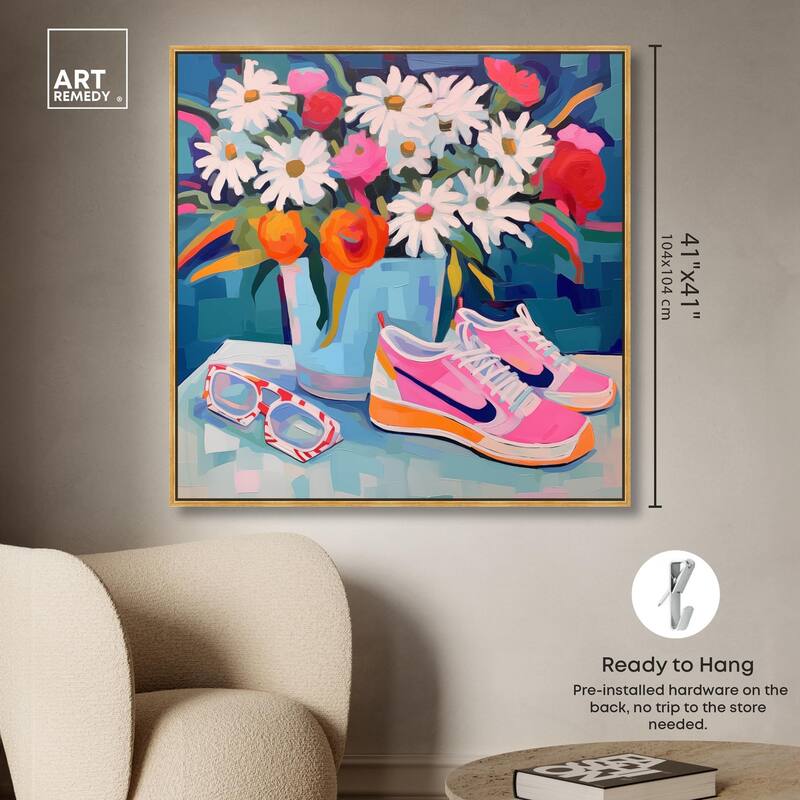 Whimsical Sneakers Flower Vase Canvas by Art Remedy