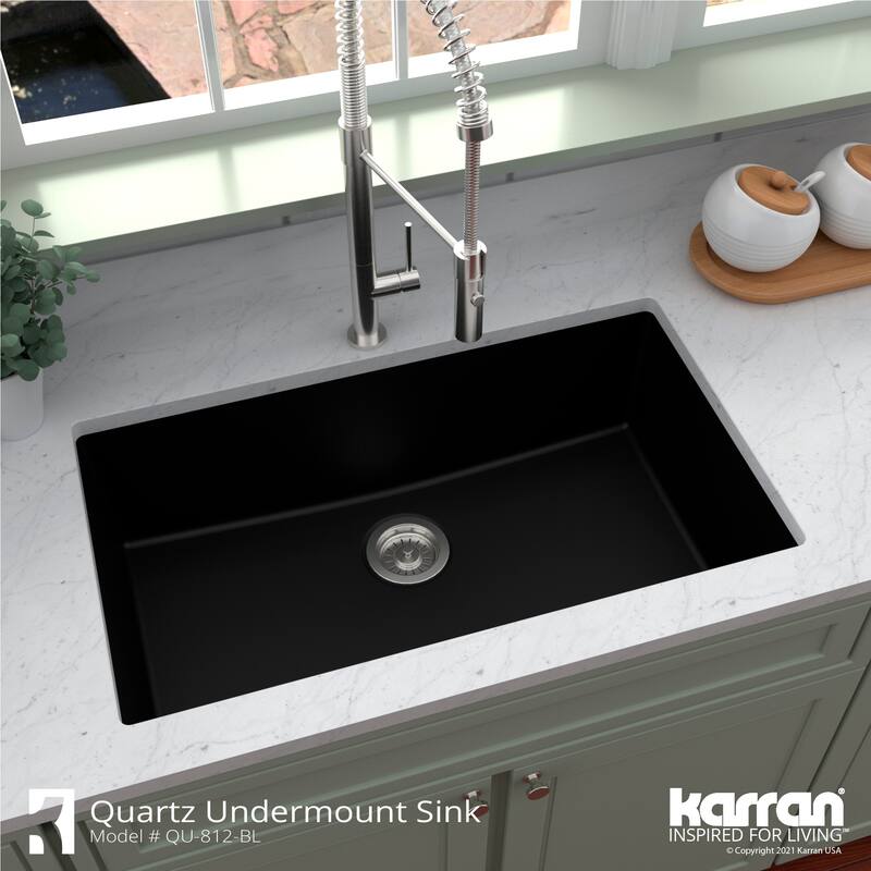 Karran Undermount 32.5 in. Large Single Bowl Quartz Kitchen Sink Kit
